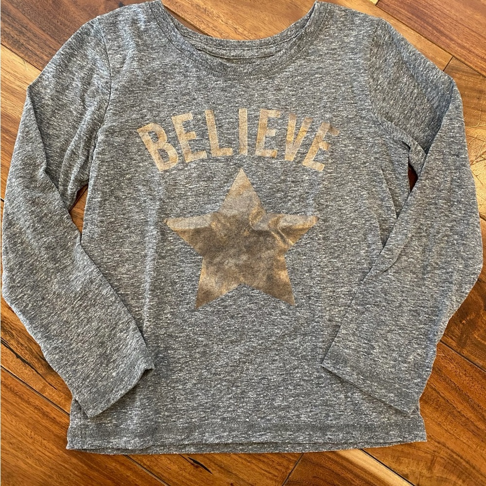 Peek Kids Charcoal Speckled Long Sleeve Tee Shirt Size Small (4-5)